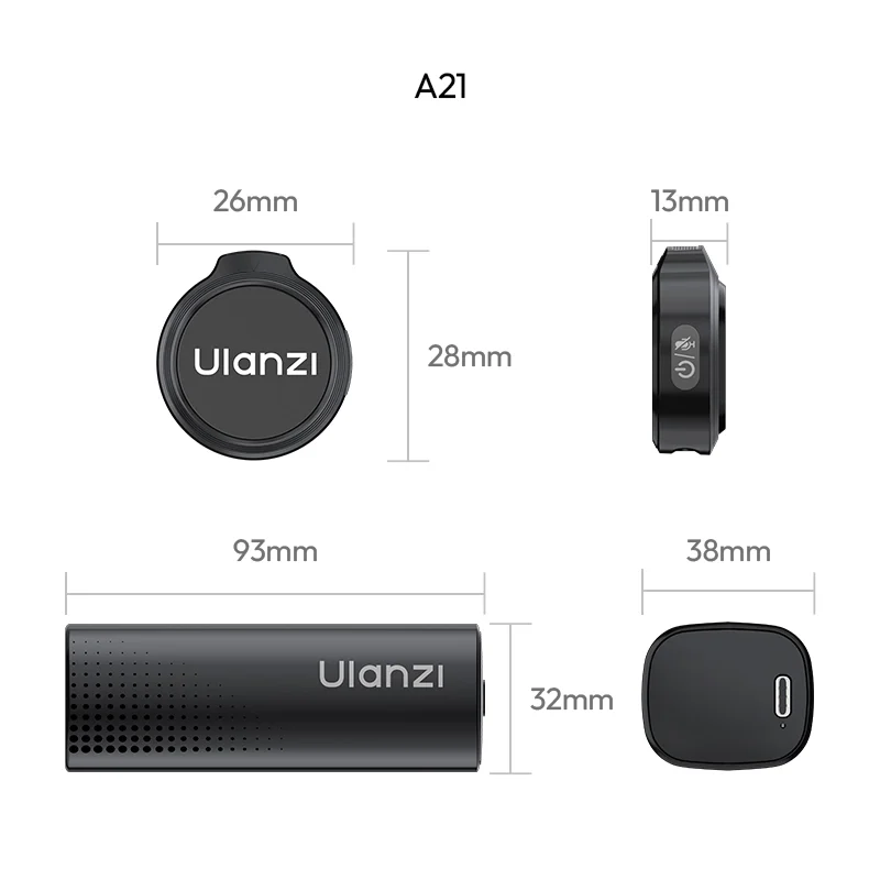 Ulanzi A21 Wireless Microphone ไมโครโฟนไร้สายขนาดกระดุมพร้อม AI Noise Re (25)
