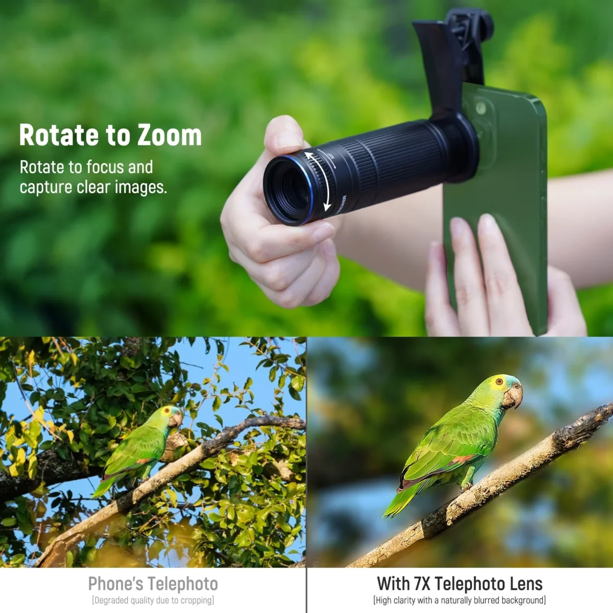 3 NEEWER LS 36 Ultra 7X Telephoto Lens with 10X Macro เลนส์เทเลโฟโต้ 7X และมาโคร 10X สำหรับสมาร์ทโฟน