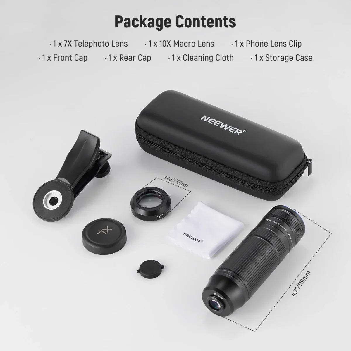 9 NEEWER LS 36 Ultra 7X Telephoto Lens with 10X Macro เลนส์เทเลโฟโต้ 7X และมาโคร 10X สำหรับสมาร์ทโฟน
