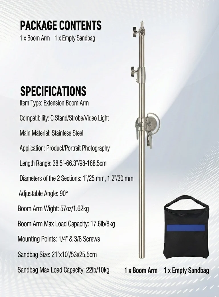 NEEWER DS021 Stainless Steel Boom Arm (8)