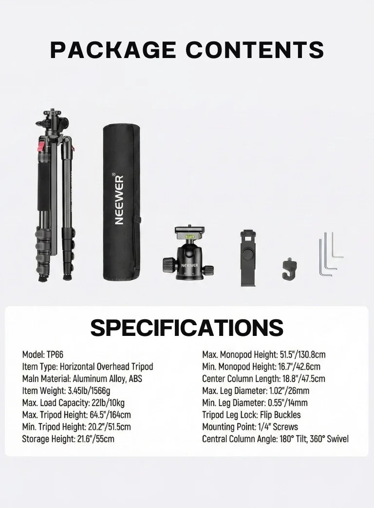 NEEWER TP66 Horizontal Overhead Tripod (16)