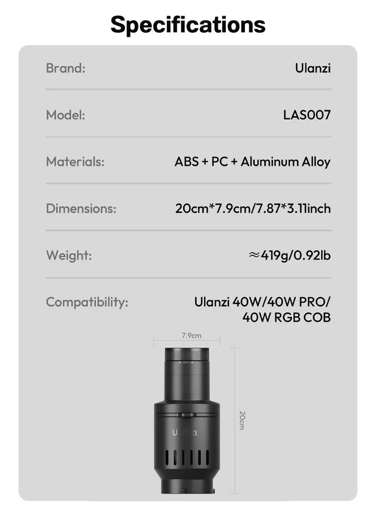 Ulanzi Las007 Optical Snoot Mini Bowen Mount (12)
