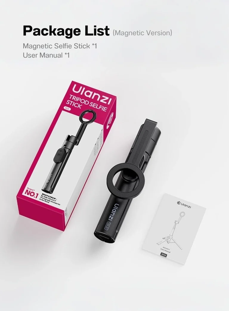 Ulanzi SK26 Portable Selfie Stick Tripod with Magnetic Phone Holder (11)