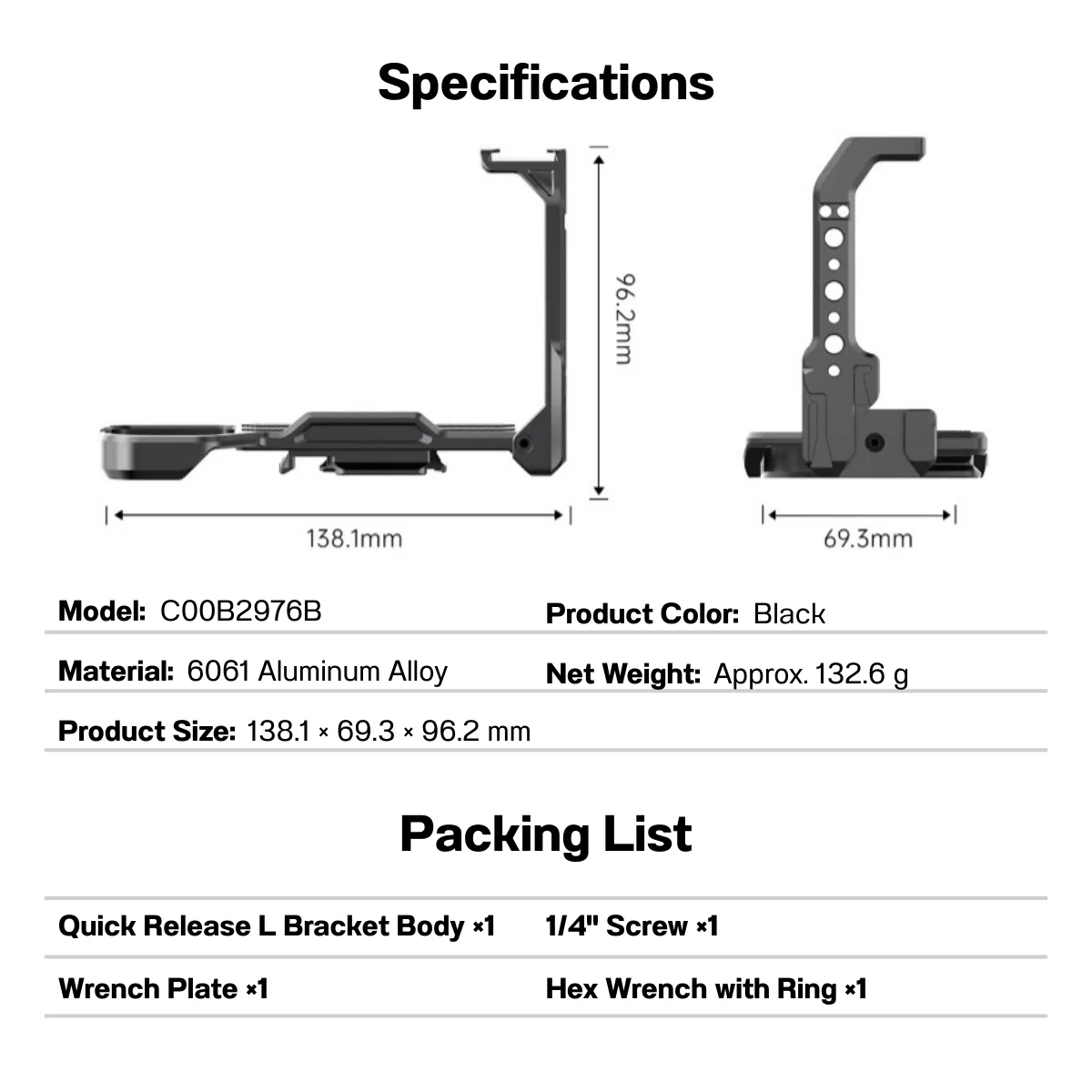 Falcam F22&F38 Quick Release L Bracket for Sony A7M4 A7S3 (10)