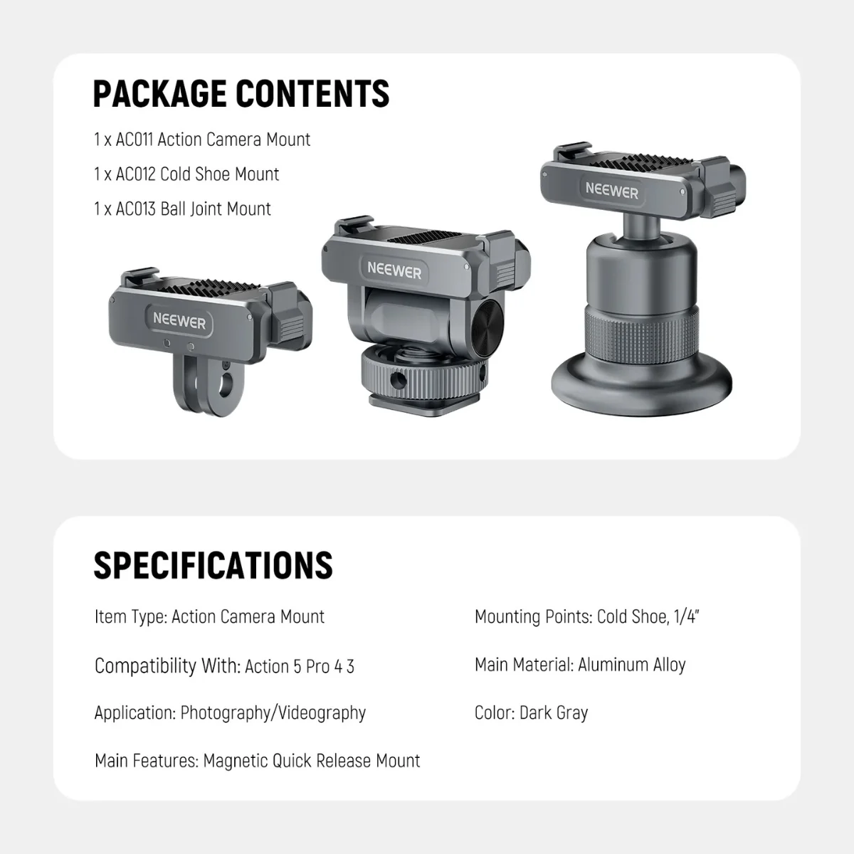 Neewer AC011+AC012+AC013 Quick Release Kit for DJI OSMO Action (7)