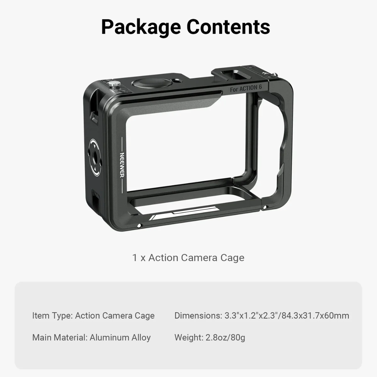 Neewer AC054 Lightweight Cage for DJI OSMO Action 6 (8)