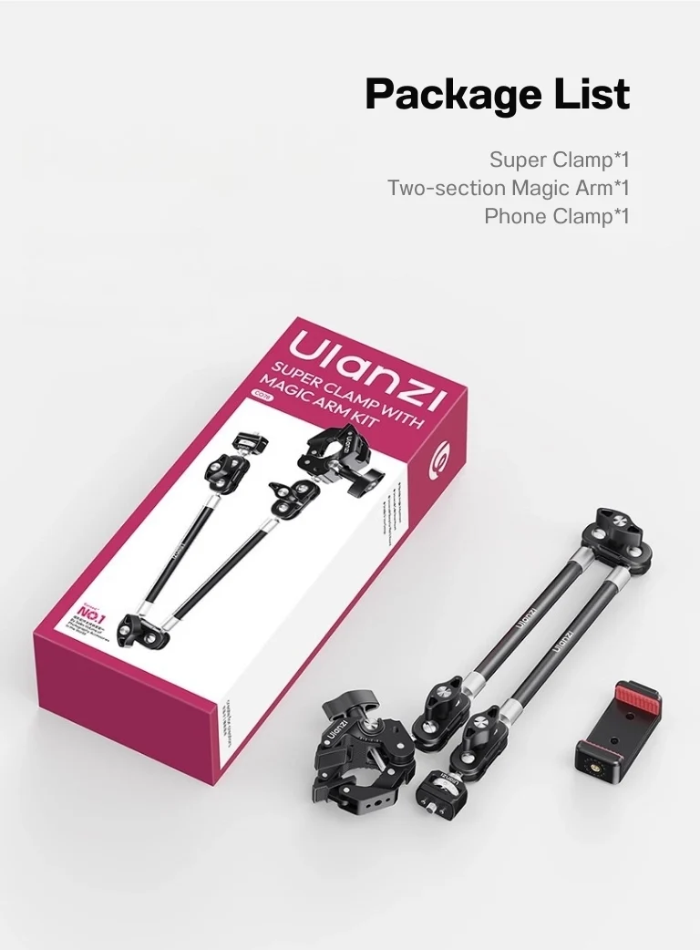 Ulanzi CO78 Super Clamp & Two Section Magic Arm with Dual Ball Head Kit (13)