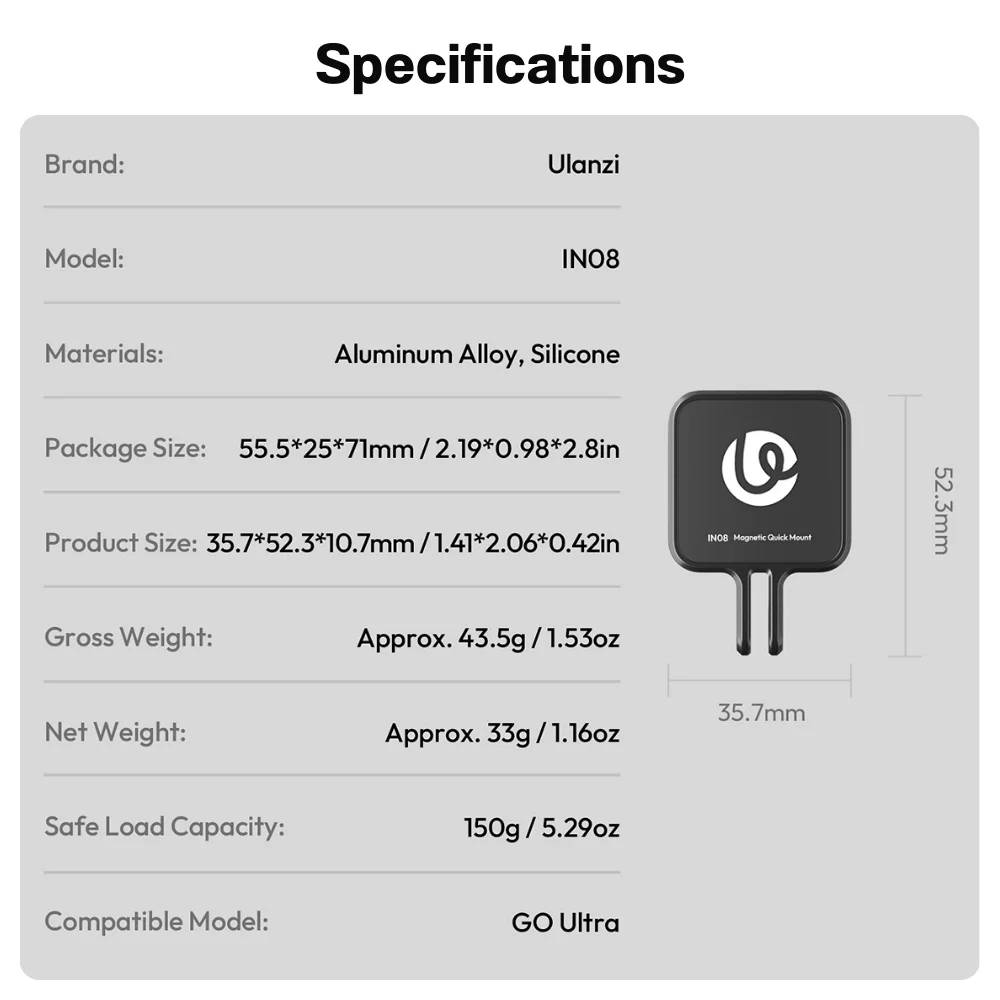 Ulanzi IN08 Magnetic Quick Mount Adapter for Insta360 GO Ultra (10)