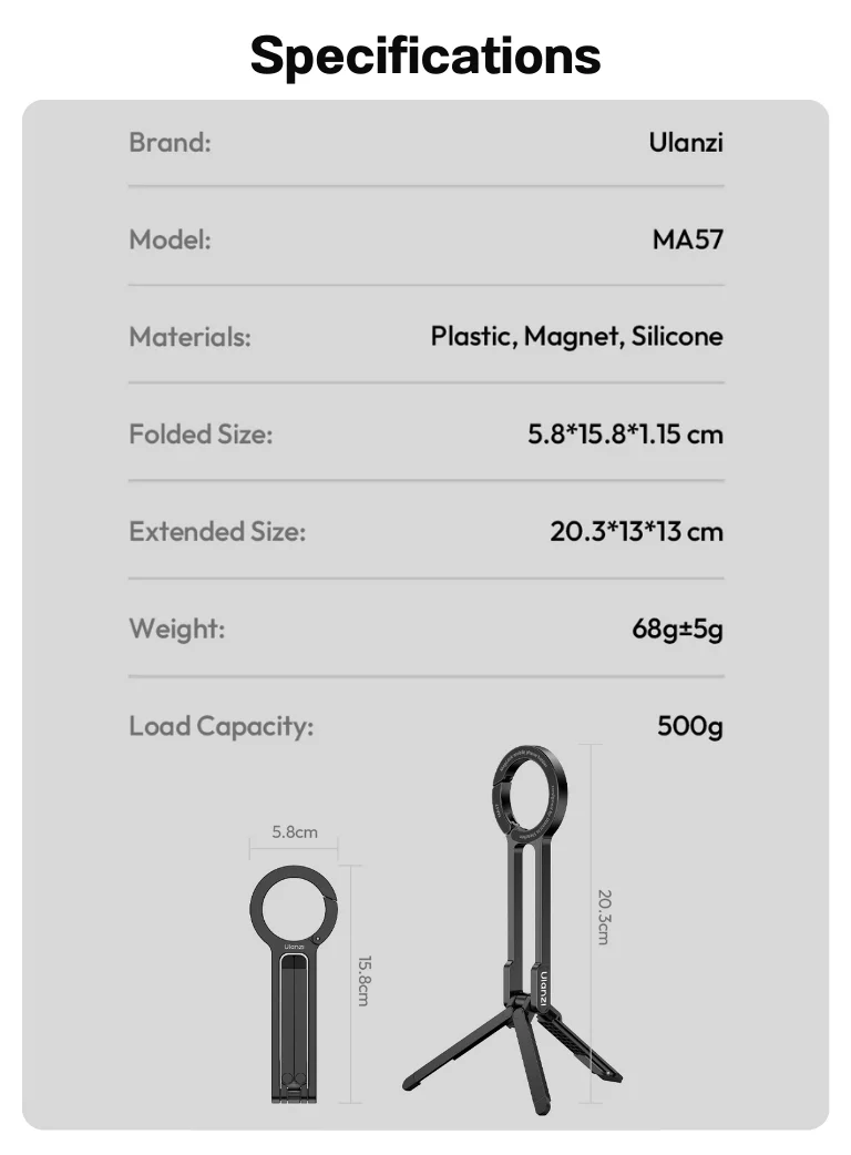 Ulanzi MA57 MagSafe Carabiner Phone Tripod Black (13)