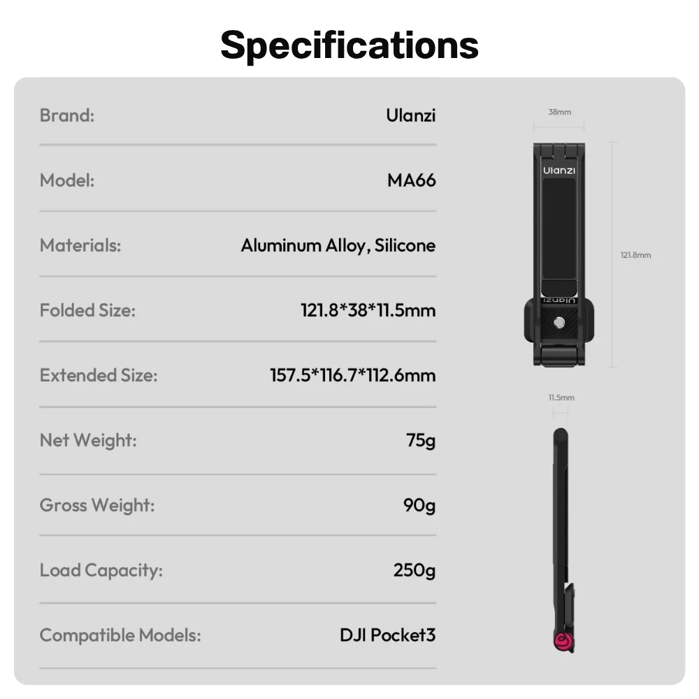 Ulanzi MA66 DJI Pocket 3 Quick Mount Tripod (C110) (14)