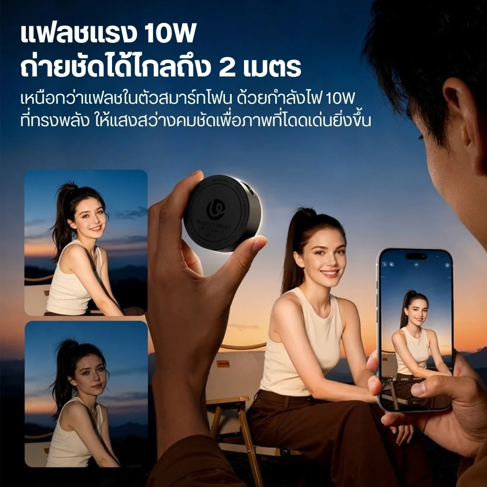 Ulanzi แฟลชพกพาติดมือถือ MFL01 แรง 10W ปรับอุณหภูมิสีได้ Mini Phone Flash