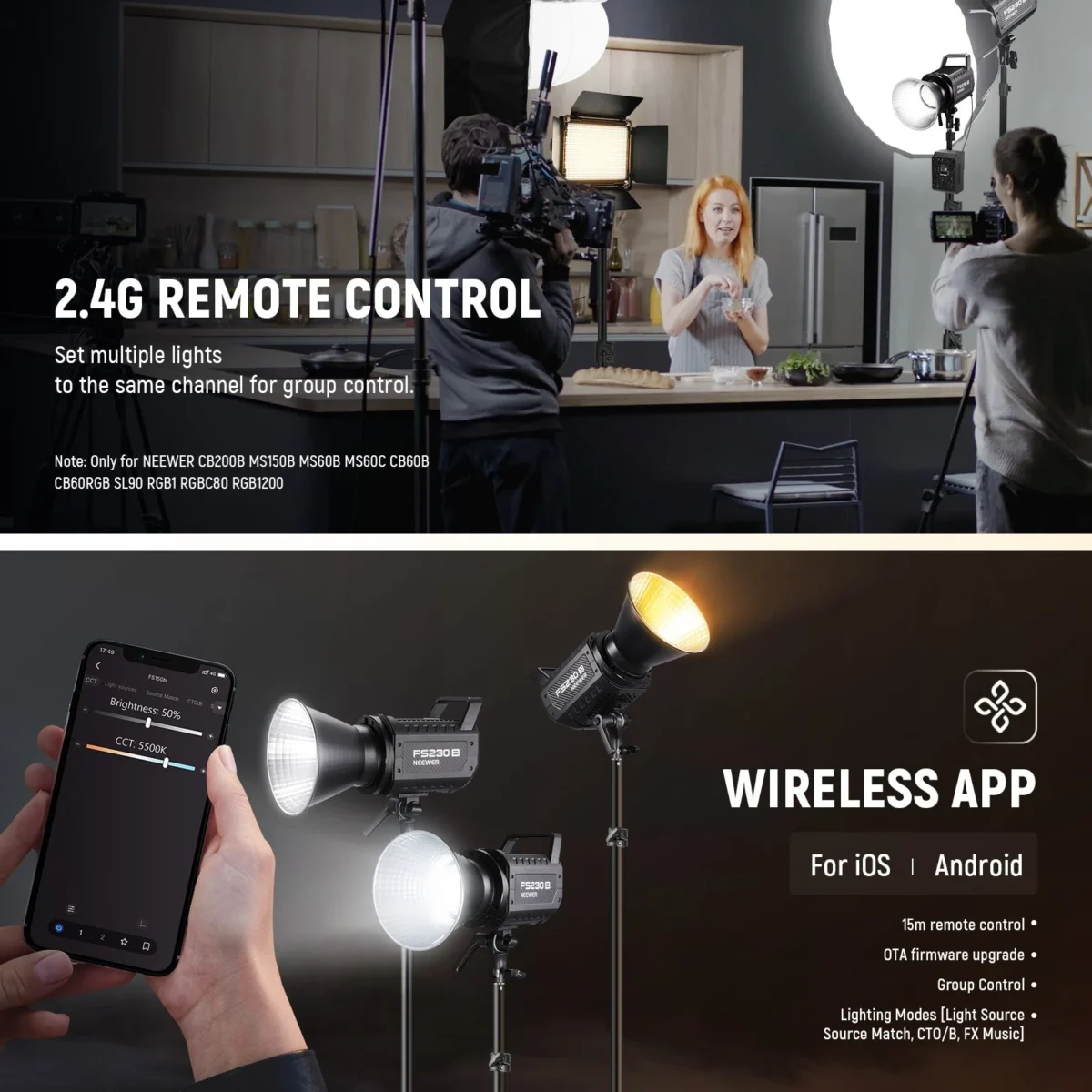 10 NEEWER FS230B 230W Bi Color LED Video Light