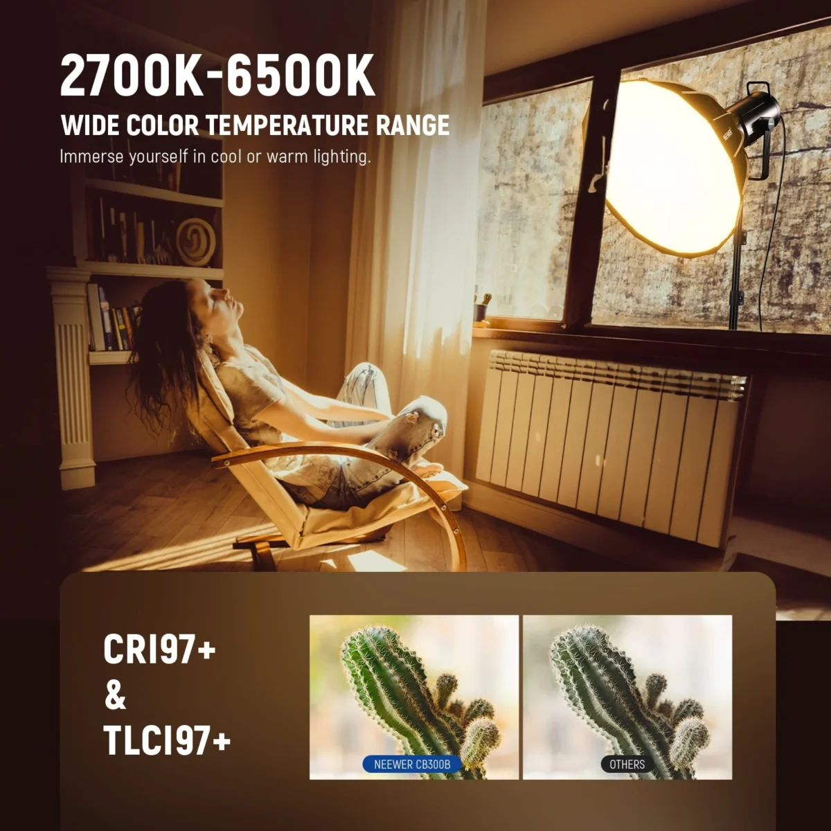 4 NEEWER CB300B 320W Bi Color LED Video Light