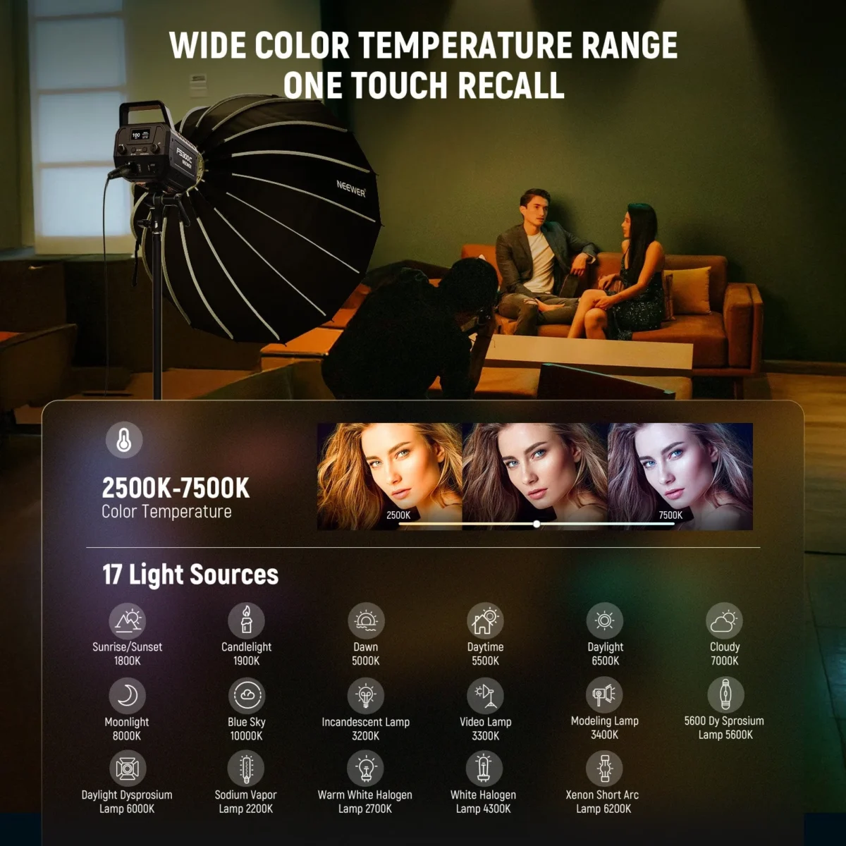 4 NEEWER FS300C 300W RGB LED Video Ligh