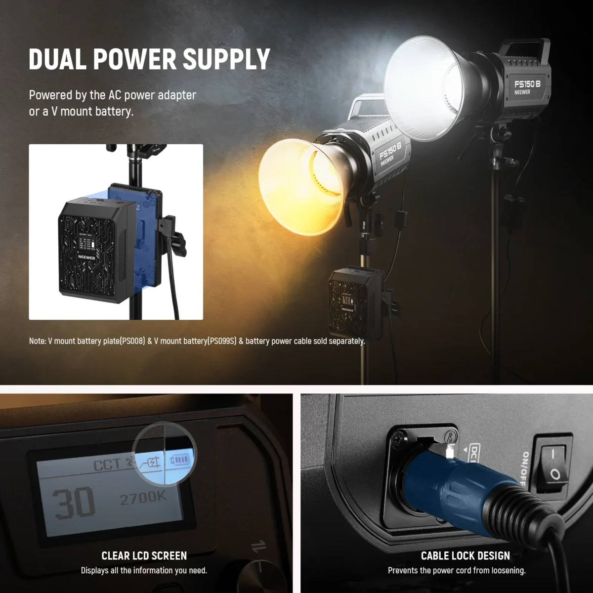 7 NEEWER FS150B 130W Bi Color LED Video Light