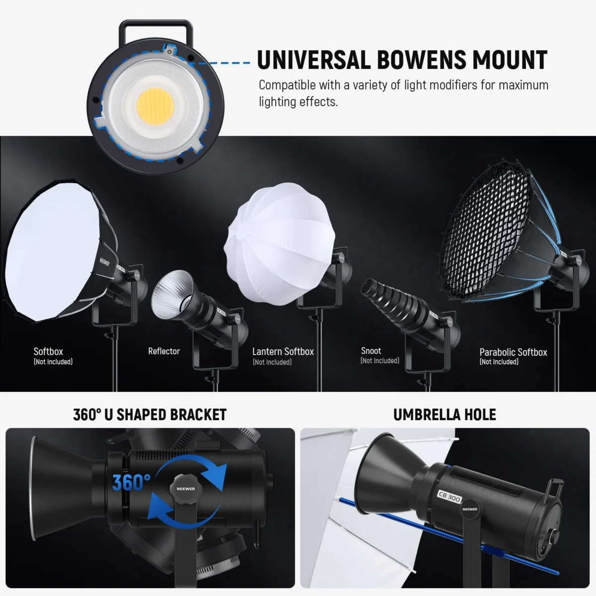 8 NEEWER CB300B 320W Bi Color LED Video Light