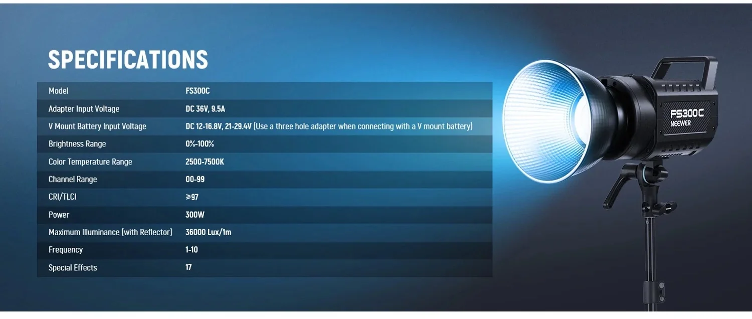 NEEWER FS300C 300W RGB LED Video Ligh 12 0