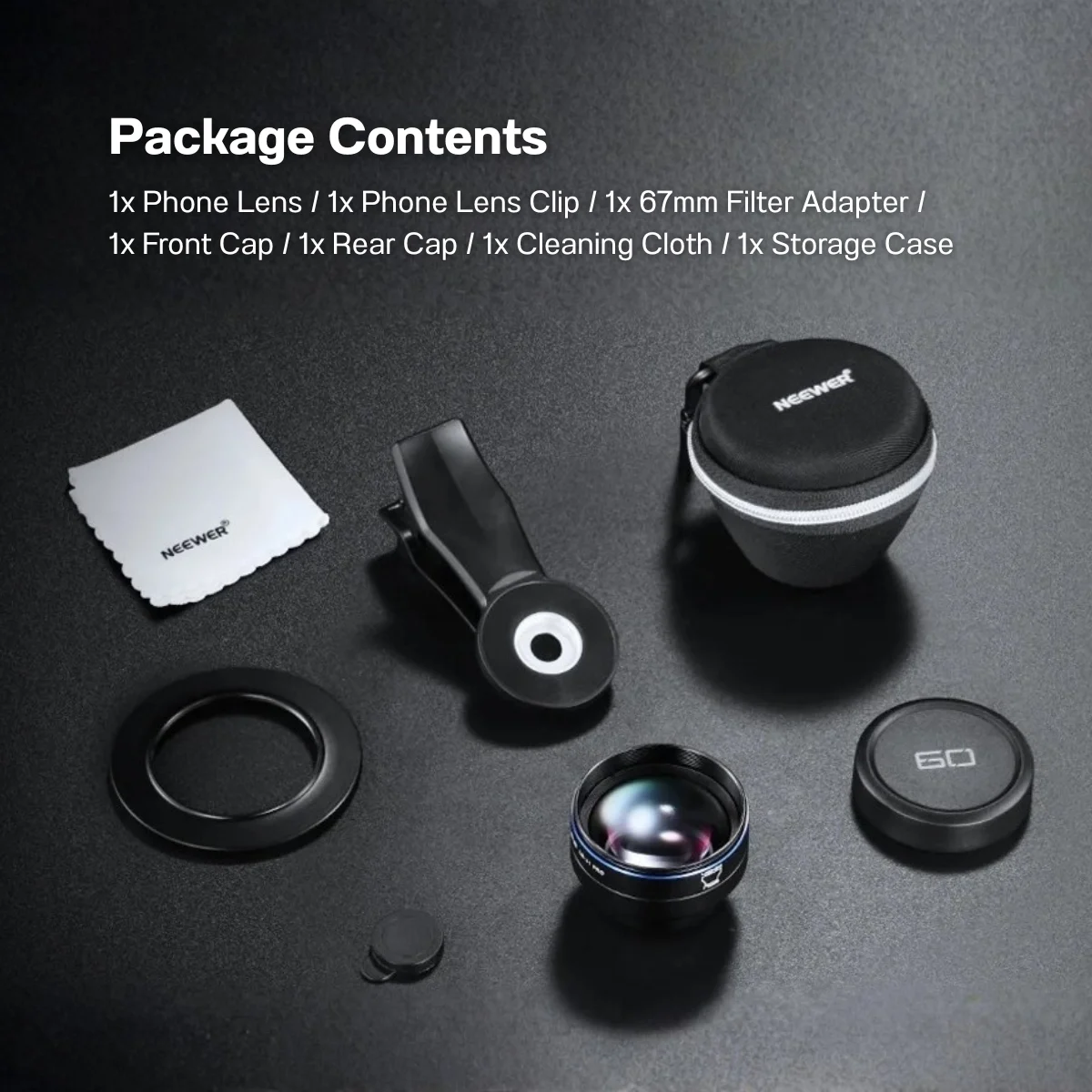 NEEWER เลนส์มือถือ Telephoto LS41 Pro 60mm HD เลนส์ซูม 2X เกลียว 17mm