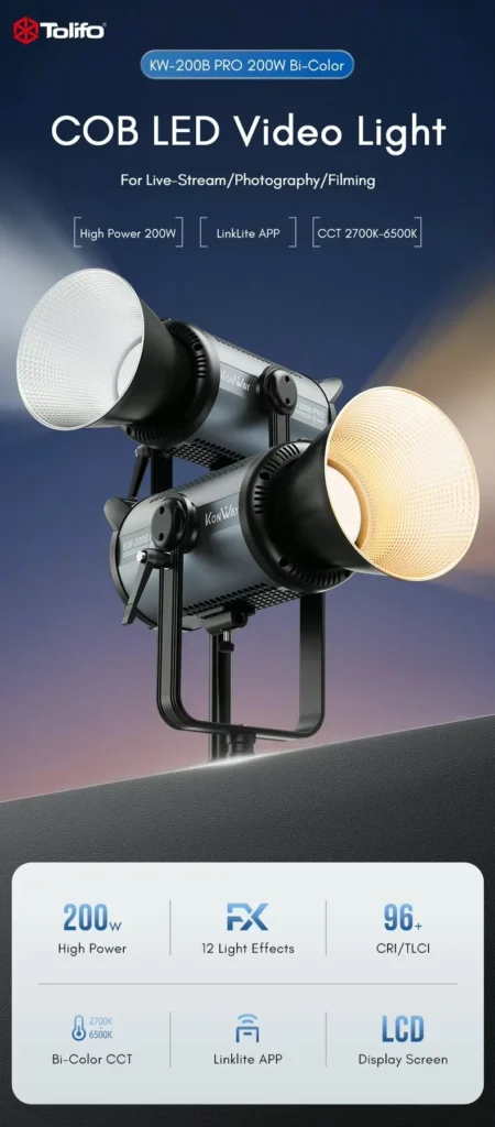 Tolifo KW 200B PRO ไฟสตูดิโอ COB LED 200W Bi Color 1