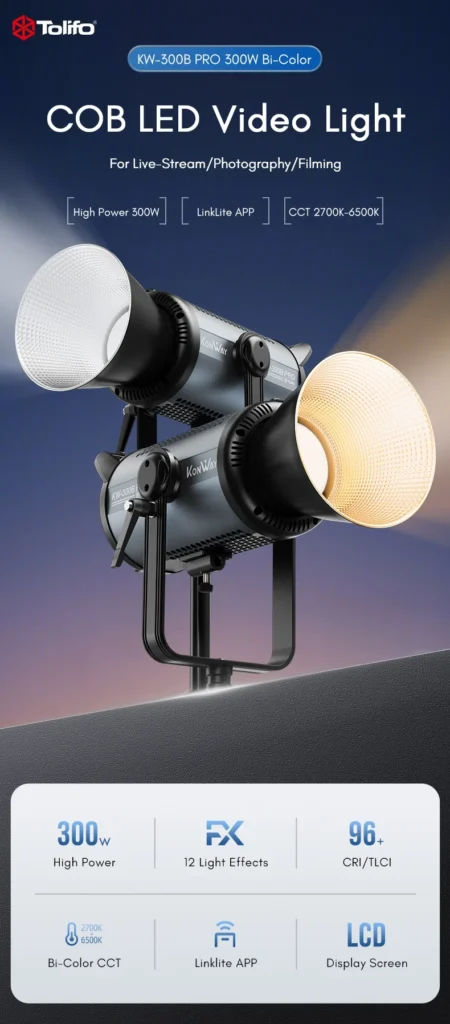 Tolifo KW 300B Pro COB LED Video Light 1
