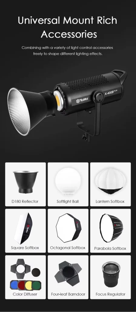 Tolifo X 400B Plus COB LED Video Light Bi Color 400W 20