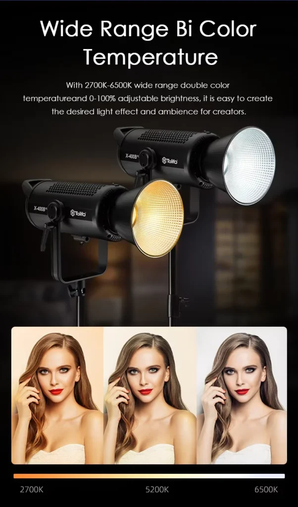 Tolifo X 400B Plus COB LED Video Light Bi Color 400W 7