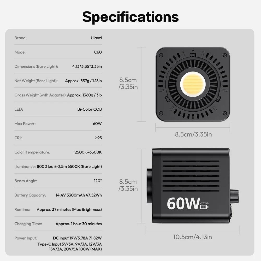 Ulanzi C60 60W Bi color Video Light (17)