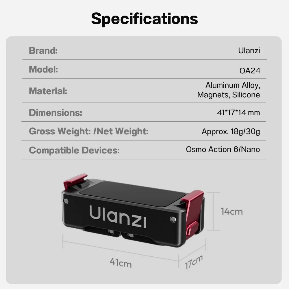 Ulanzi ตัวแปลงแม่เหล็กปลดเร็ว OA24 Adapter Gopro Mount สำหรับ กล้อง DJI Osmo Action 6 / Nano