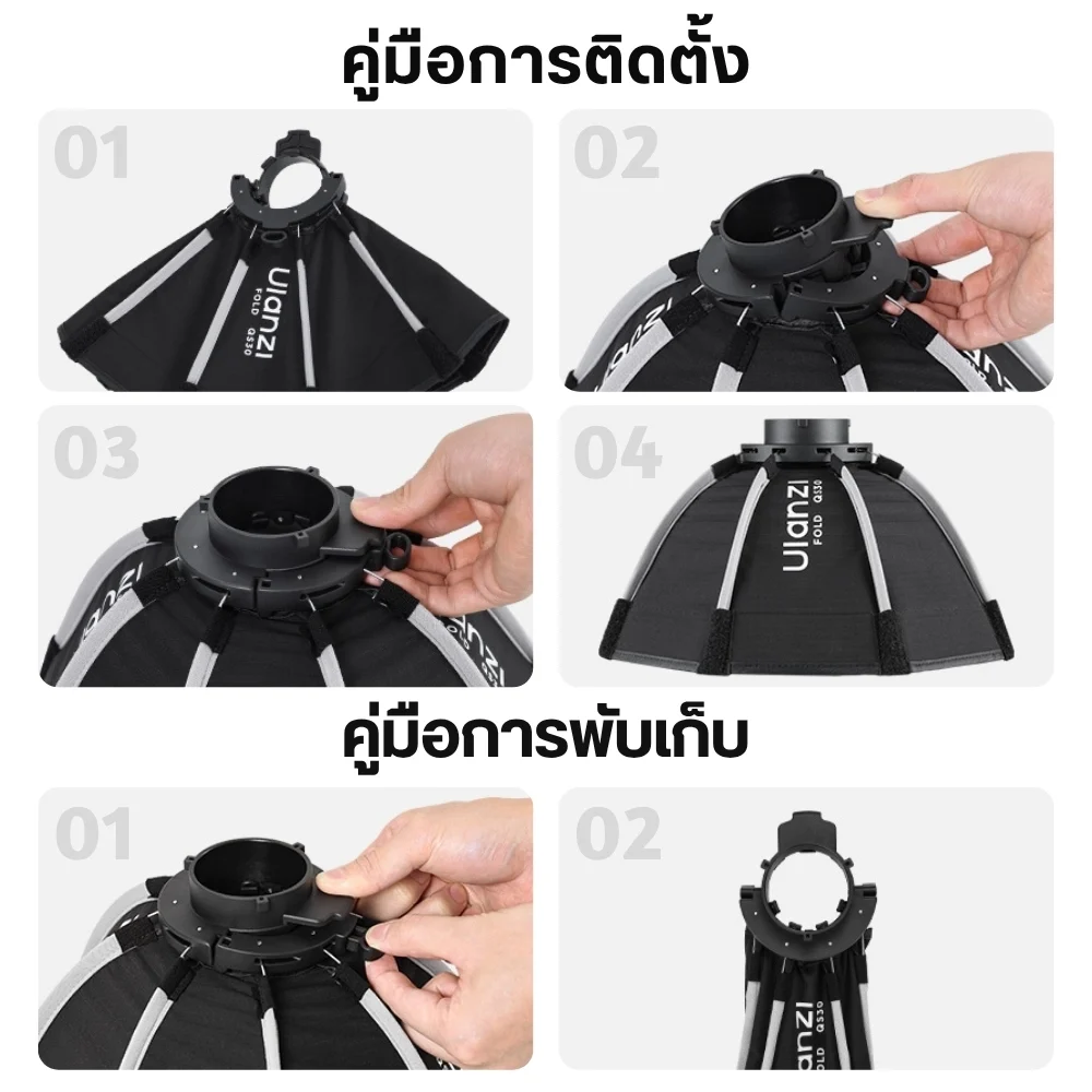 Ulanzi QS30 ซอฟต์บ็อกซ์แปดเหลี่ยม FOLD Softbox Quick Release ขนาด 30 ซม. หัวต่อ Mini Bowens Mount