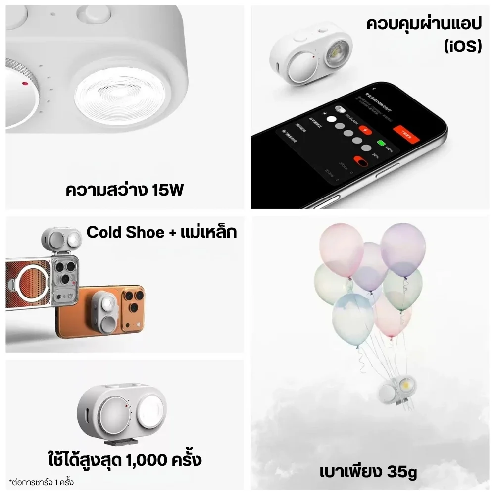 Fotorgear แฟลชมือถือ Mini COB 15W Flash Bluetooth MagSafe