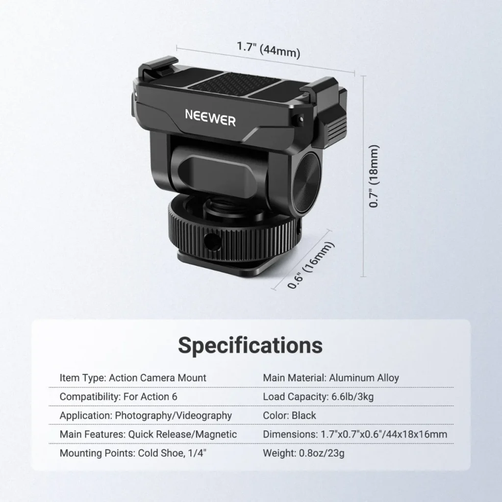 Neewer AC072 Quick Release Cold Shoe Adapter for DJI Action 6 (10107974EU) (8)