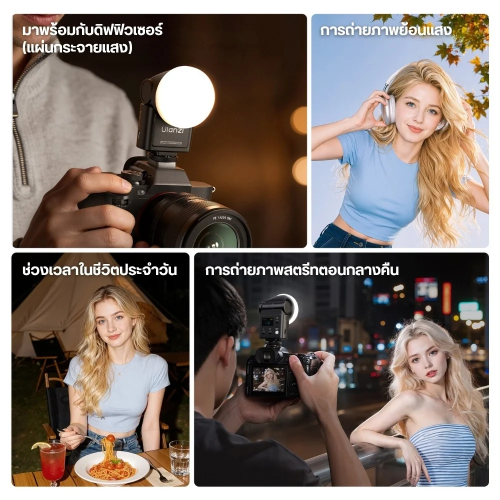 Ulanzi ไฟแฟลชกล้อง F16R Flash LED Hot Shoe แฟลชถ่ายภาพ GN16