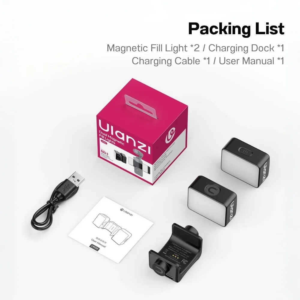 Ulanzi ไฟคู่แม่เหล็ก LM06 Fill Light 5800K ไฟสำหรับ กล้อง DJI Osmo Pocket 4/3