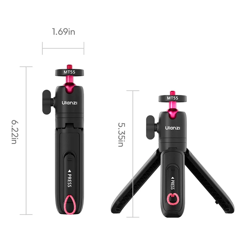Ulanzi MT55 SnapGo Mini Selfie Stick Tripod with 1:4'' Mount (T165) 25