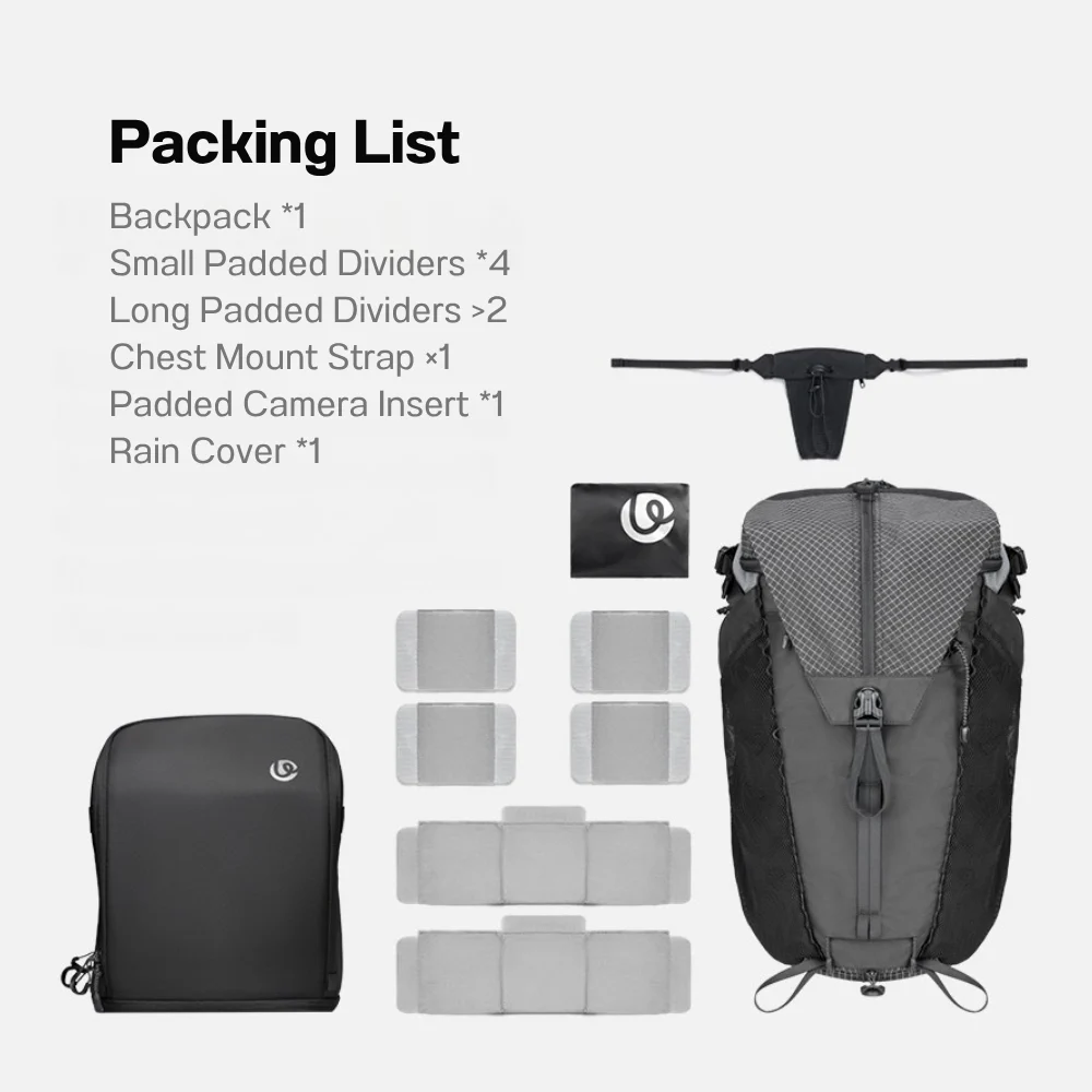 Ulanzi กระเป๋ากล้อง TP01 Travel Backpack 25L กระเป๋าสะพายหลัง กันละอองน้ำ