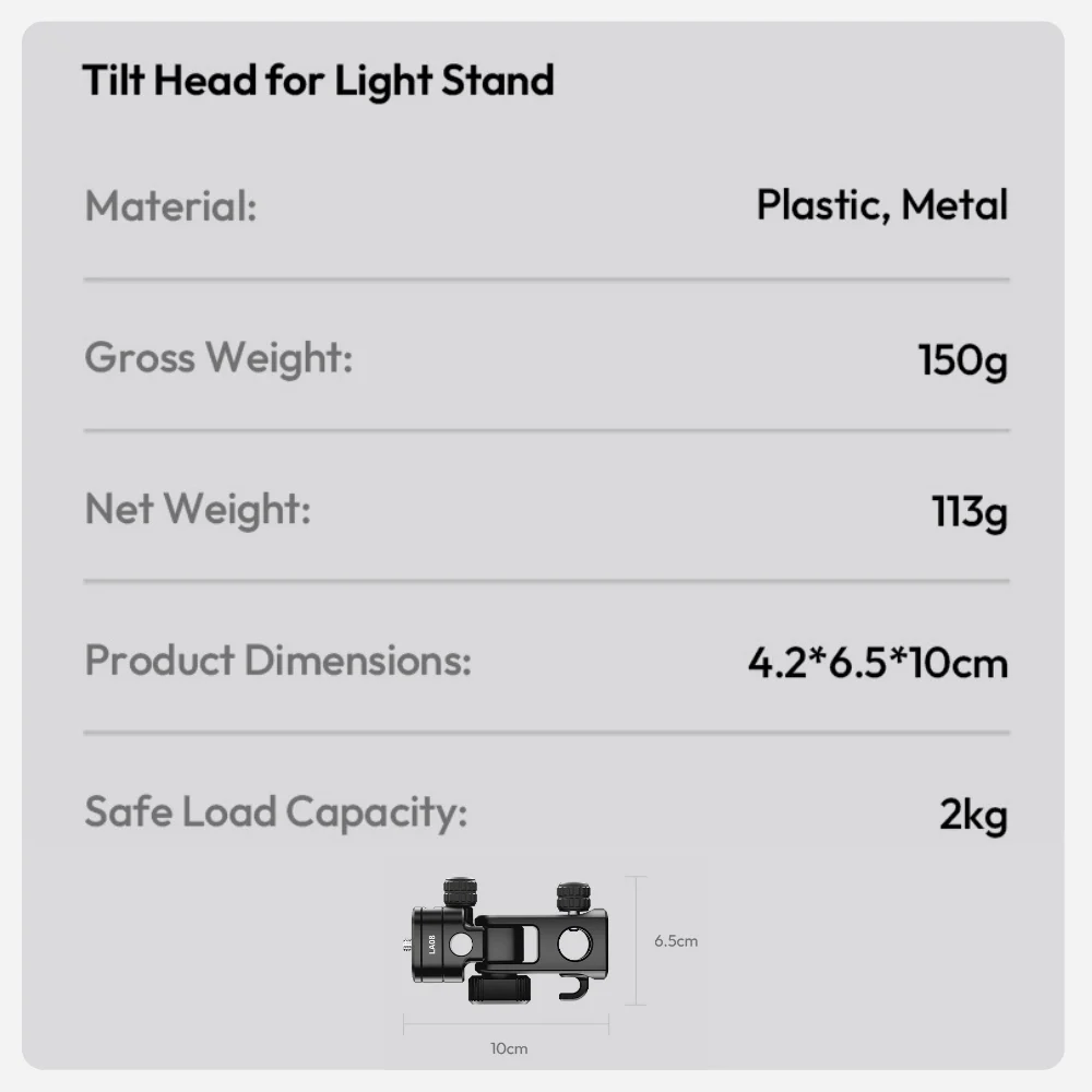 Ulanzi ขาตั้งไฟ TT43 II Light Stand สูง 2.1 เมตร พร้อม Tilt Head 1/4"