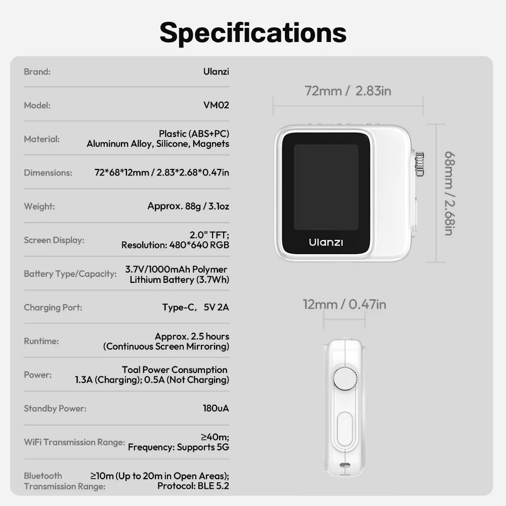 Ulanzi จอเซลฟี่แม่เหล็ก VM02 MagSafe Screen Mirroring สำหรับมือถือ
