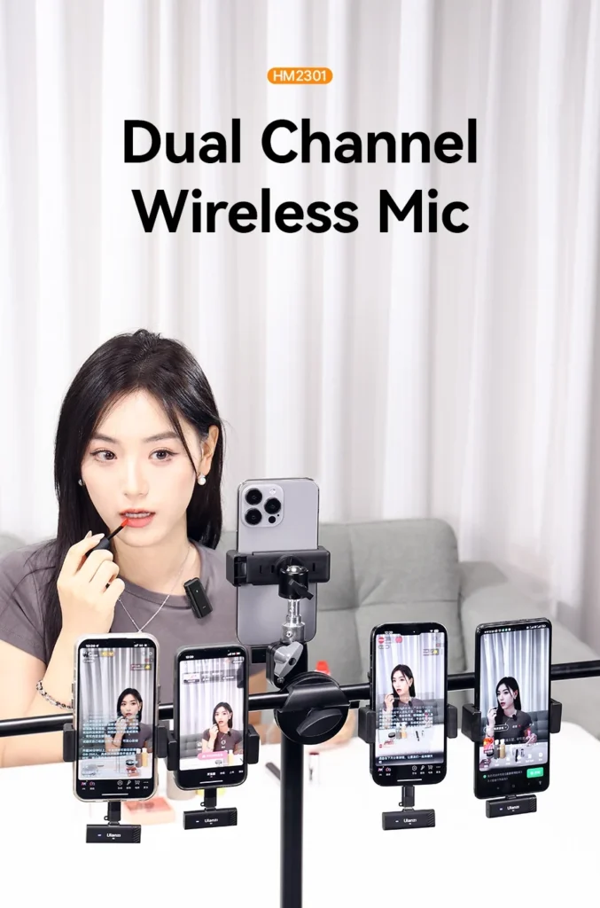 Ulanzi ไมค์ไร้สาย HM2301 Dual Channel ไมค์คู่ ใช้งานได้ 2 อุปกรณ์พร้อมกัน หัวต่อ USB-C