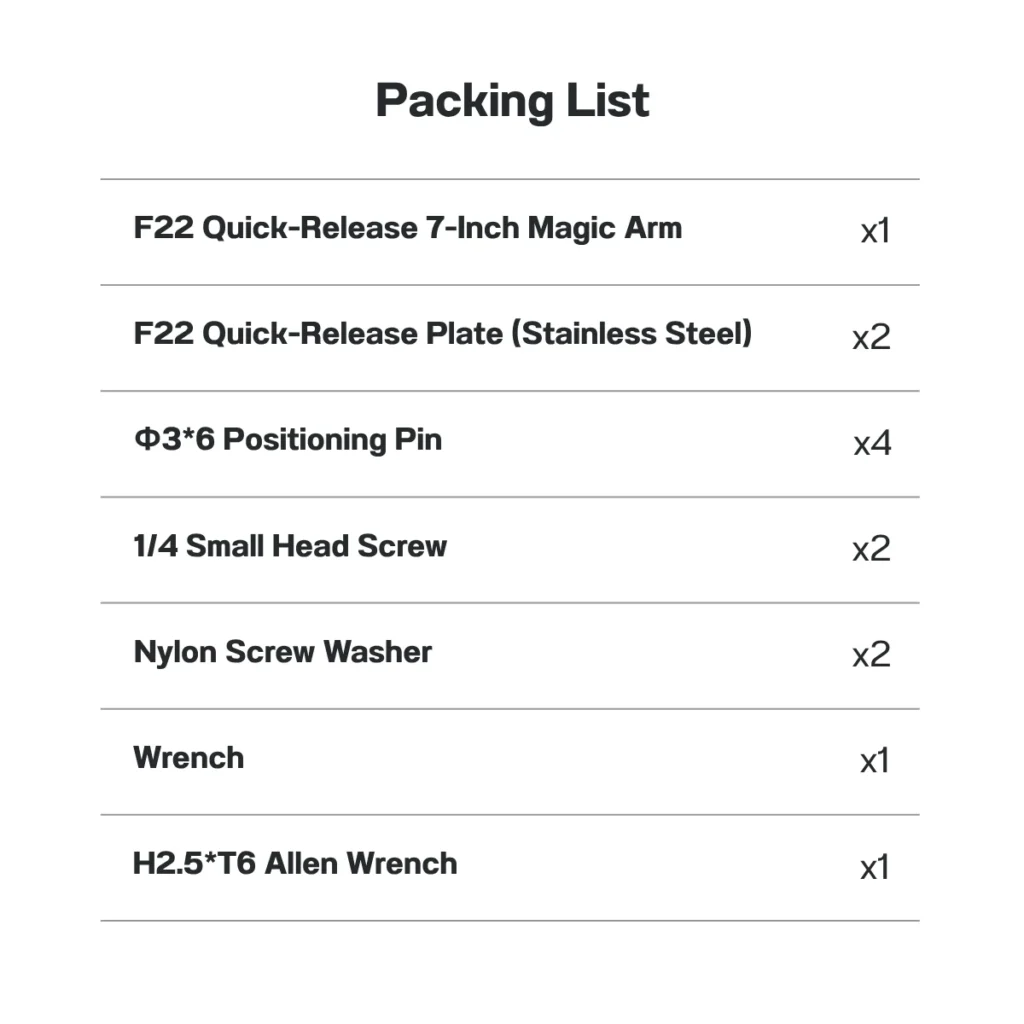Falcam แขนเมจิกอาร์ม ขนาด 7 นิ้ว Magic Arm พร้อมระบบปลดเร็ว F22 Quick Release (2974B)