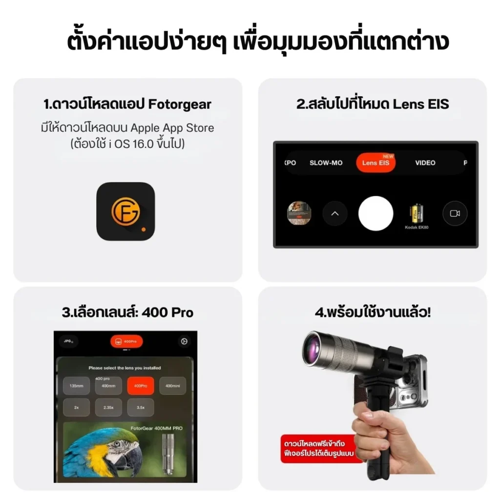 Fotorgear เลนส์มือถือ Retro 400MM Pro เลนส์ซูม ระยะไกล เทเลโฟโต้ 8x