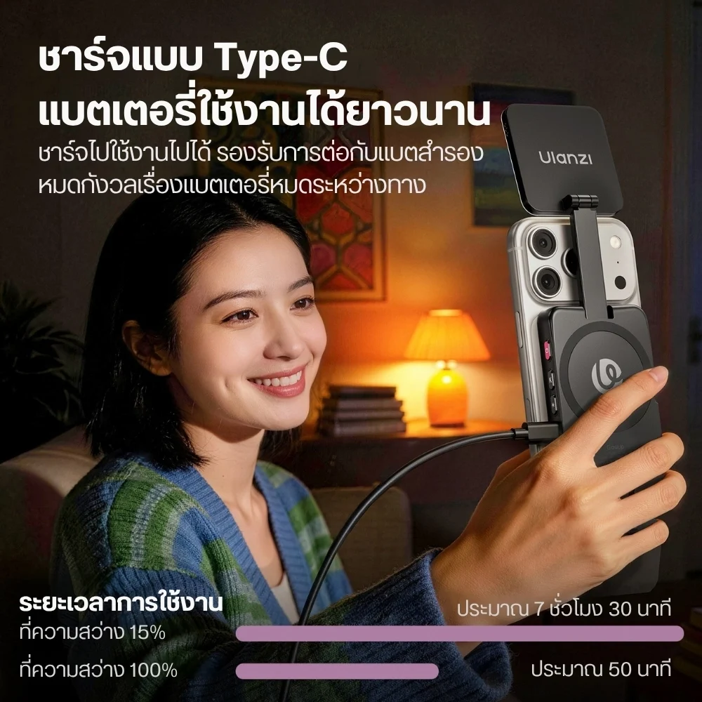 Ulanzi ไฟมือถือ GL01 GlowUp Fill Light ไฟเซลฟี่ แม่เหล็ก Magsafe