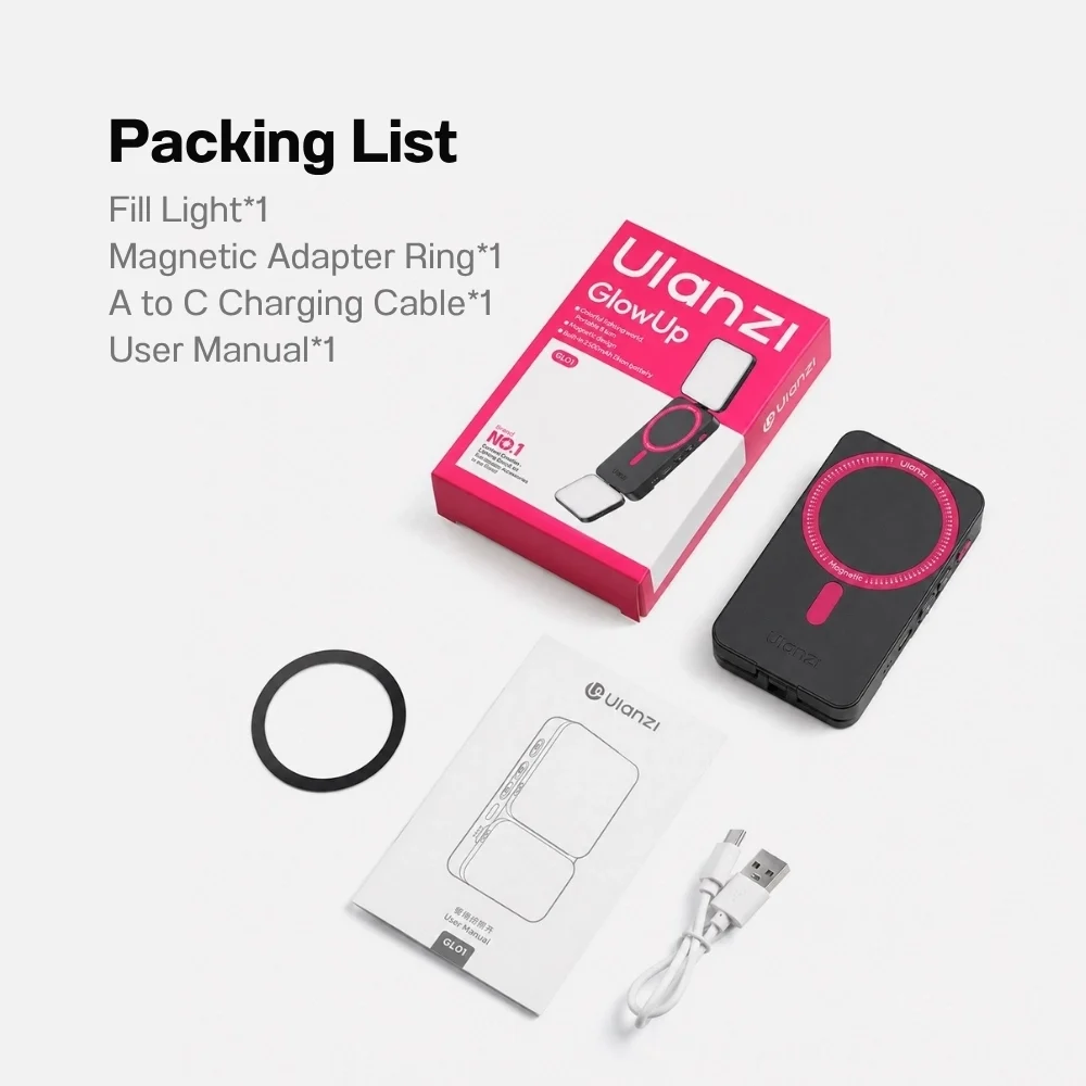 Ulanzi ไฟมือถือ GL01 GlowUp Fill Light ไฟเซลฟี่ แบบแม่เหล็ก Magsafe ไฟคู่
